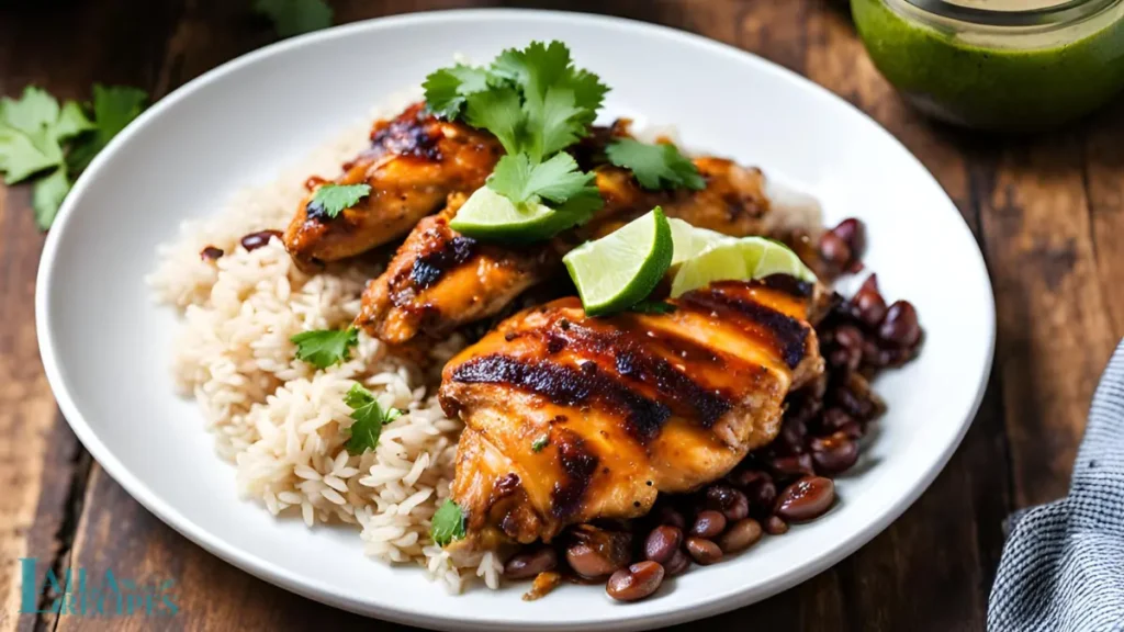 Freshly grilled chicken breasts being sliced on a cutting board.