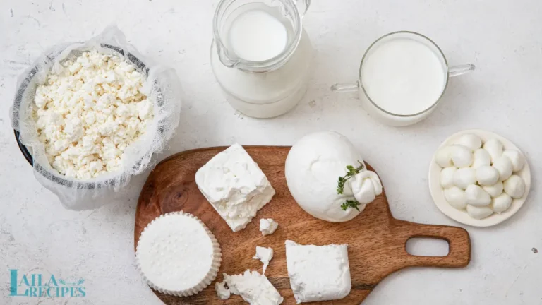 Fresh mozzarella cheese being stretched by hand over a wooden countertop.